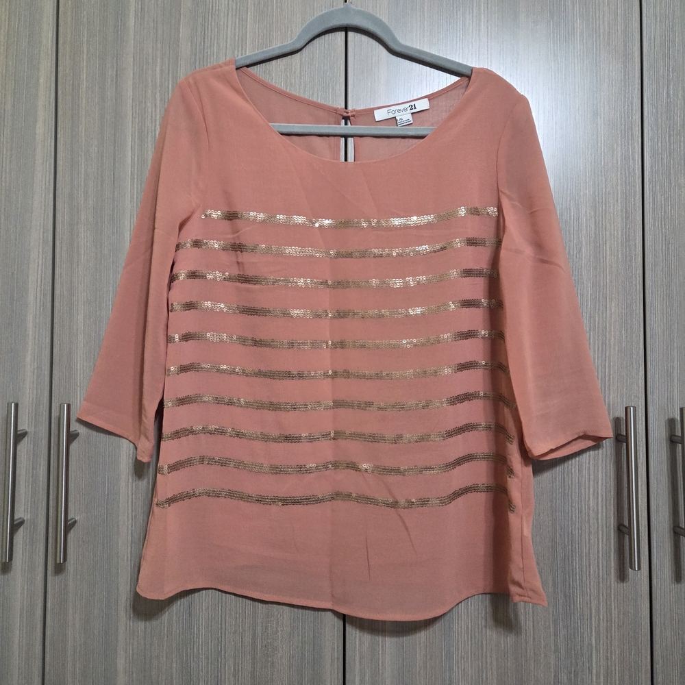 Beautiful Coral Top With Sequins